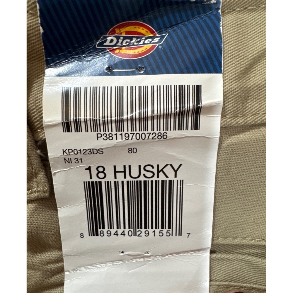 DICKIES Boys Khaki Flat‎ Front Straight Leg Pants Adjustable Waist Size 18H NWT - Picture 10 of 14